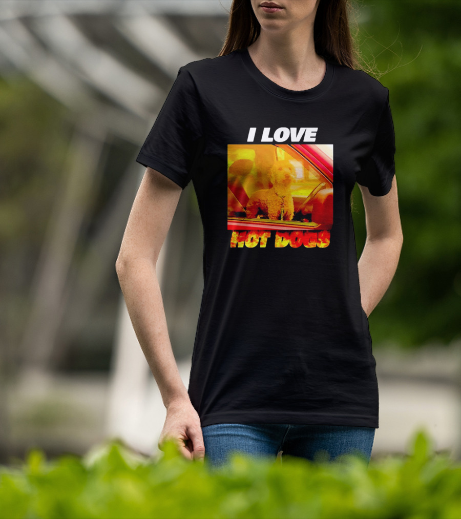I Love Hot Dogs Dog In Car T-Shirt