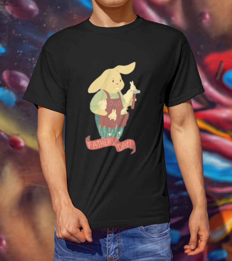 Father’s Day Dad Bunny Holding Bunnies T-Shirt