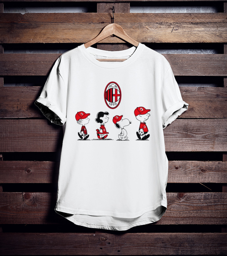 AC Milan FC Peanuts Snoopy Characters Walking T-Shirt
