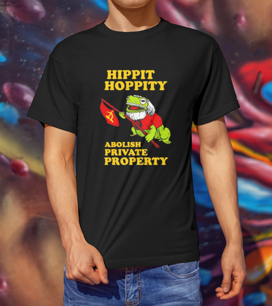Hippity Hoppity Abolish Private Property Frogs Communist Flag T-Shirt