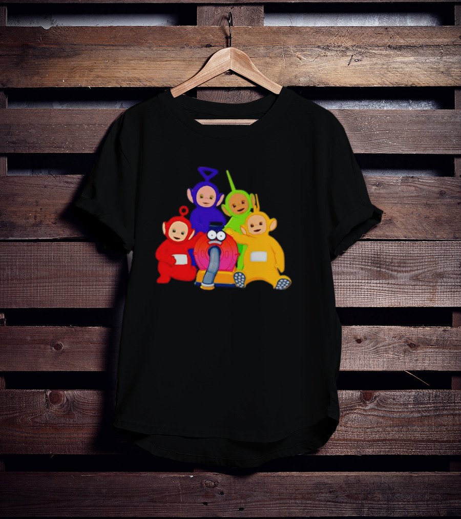 Teletubbies Characters And Noo-Noo Vacuum Clean Identical Four Cartoon Puppets T-Shirt
