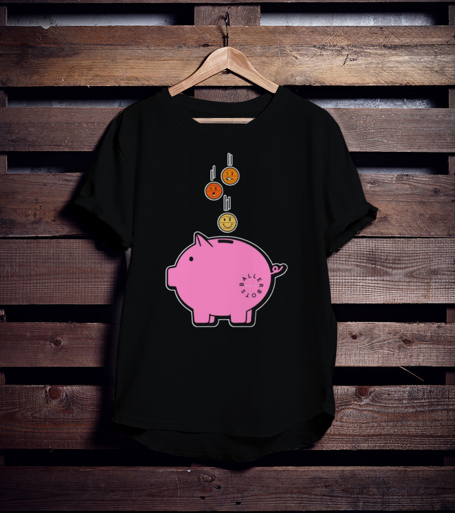 Ballers Bots Piggy Bank With Falling Emoji Coins T-Shirt