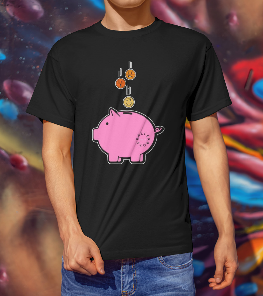 Ballers Bots Piggy Bank With Falling Emoji Coins T-Shirt