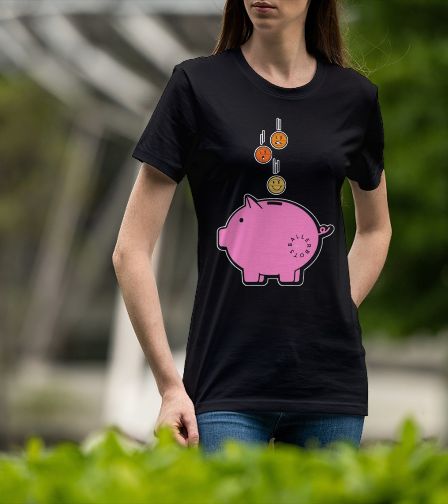 Ballers Bots Piggy Bank With Falling Emoji Coins T-Shirt