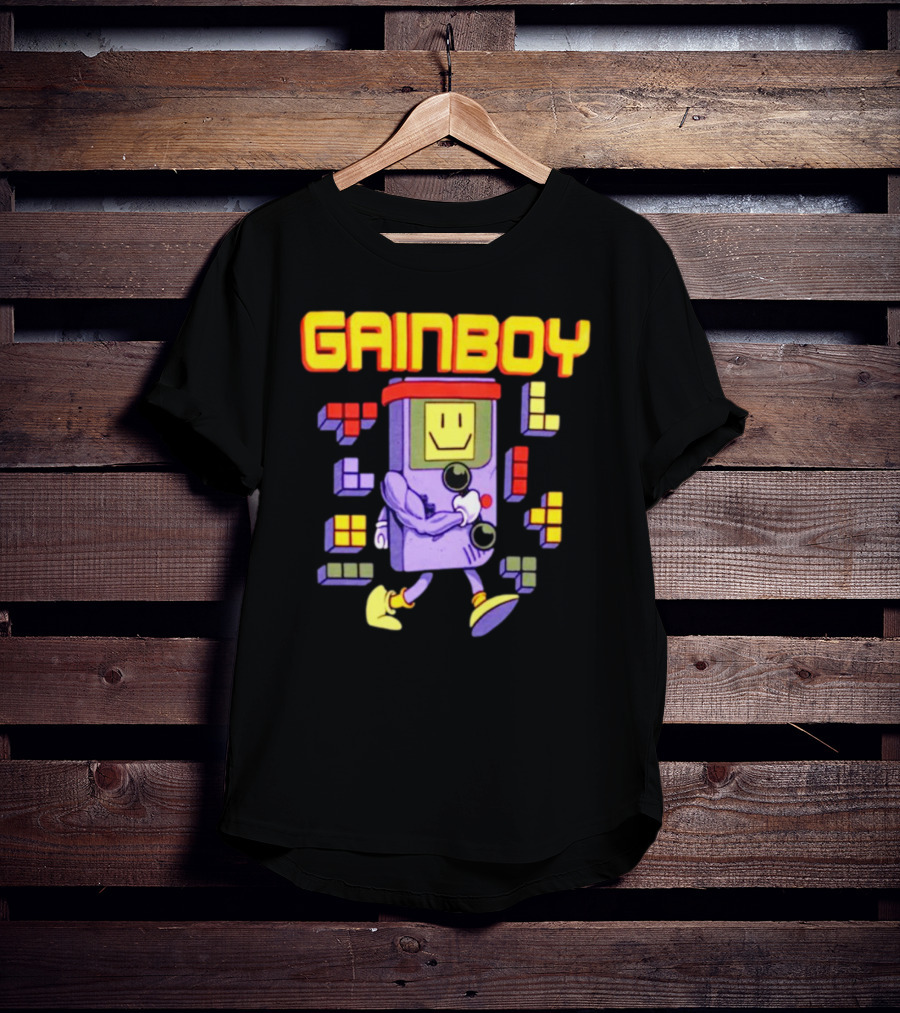 Gainboy Retro Game Character Blocks Fun T-Shirt