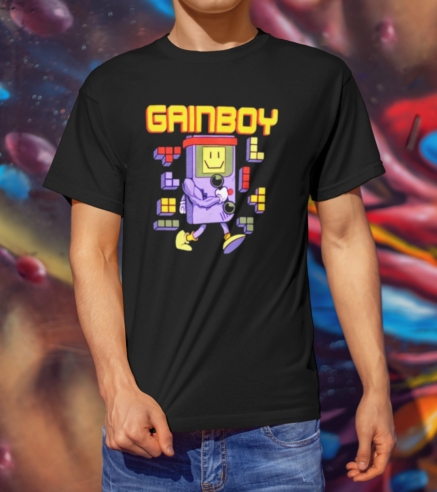 Gainboy Retro Game Character Blocks Fun T-Shirt