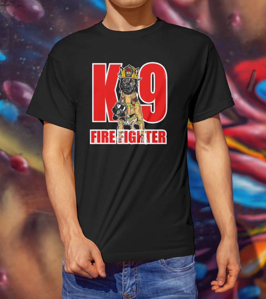 K9 Fire Fighter Dog In Firefighter Gear T-Shirt
