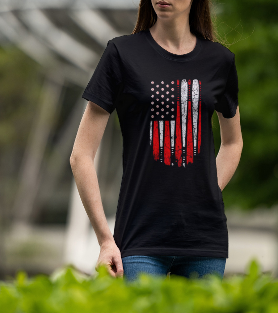 Minnesota Twins American Flag Baseball Bat T-Shirt