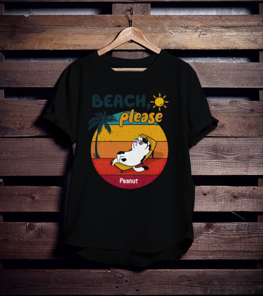 Beach Please Cat Summer Personalized Peanut T-Shirt