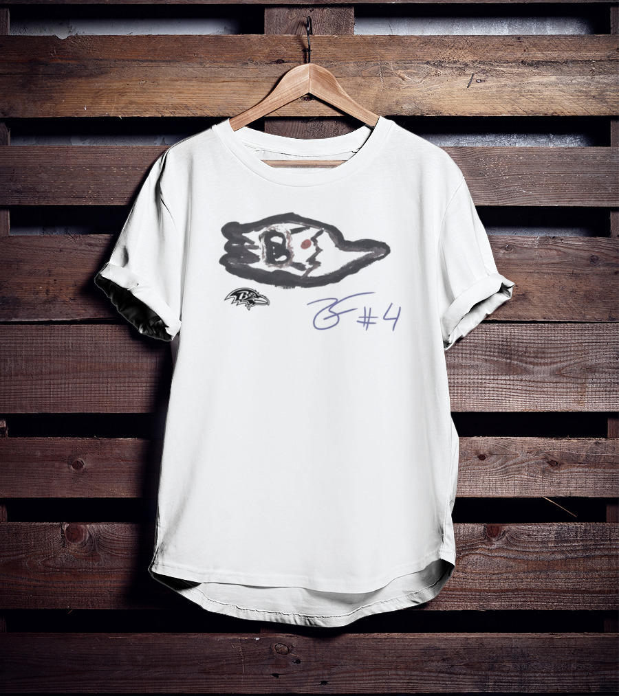 Rookies Paint Baltimore Ravens B Signature #4 Zay Flowers T-Shirt