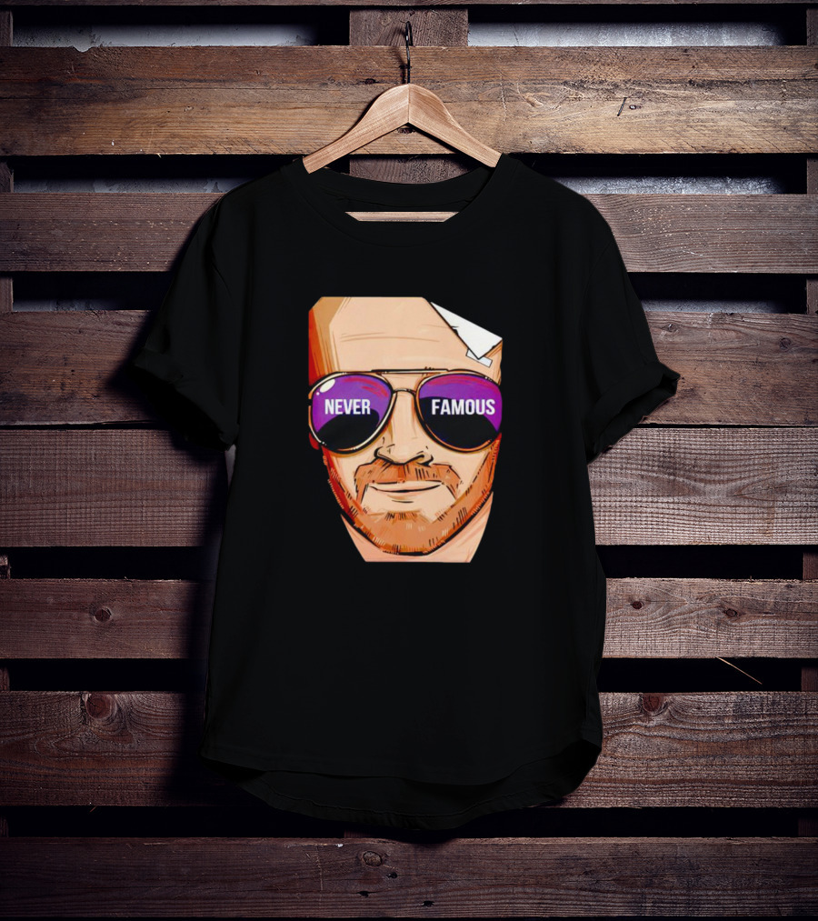 Never Famous Sunglasses Face Artwork Reflection T-Shirt