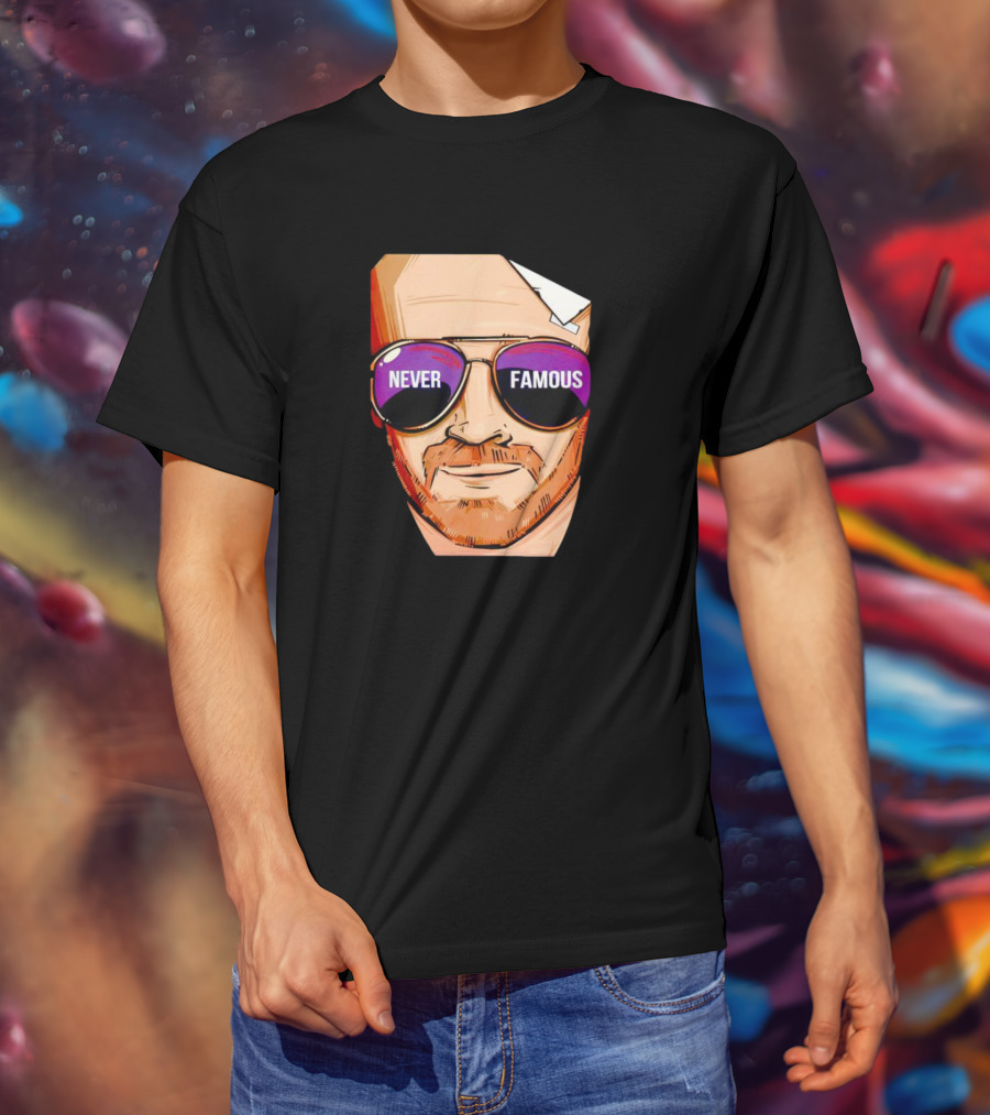 Never Famous Sunglasses Face Artwork Reflection T-Shirt
