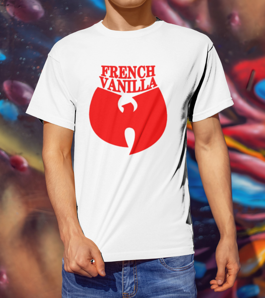 French Vanilla Wutang Logo Red Emblem T-Shirt