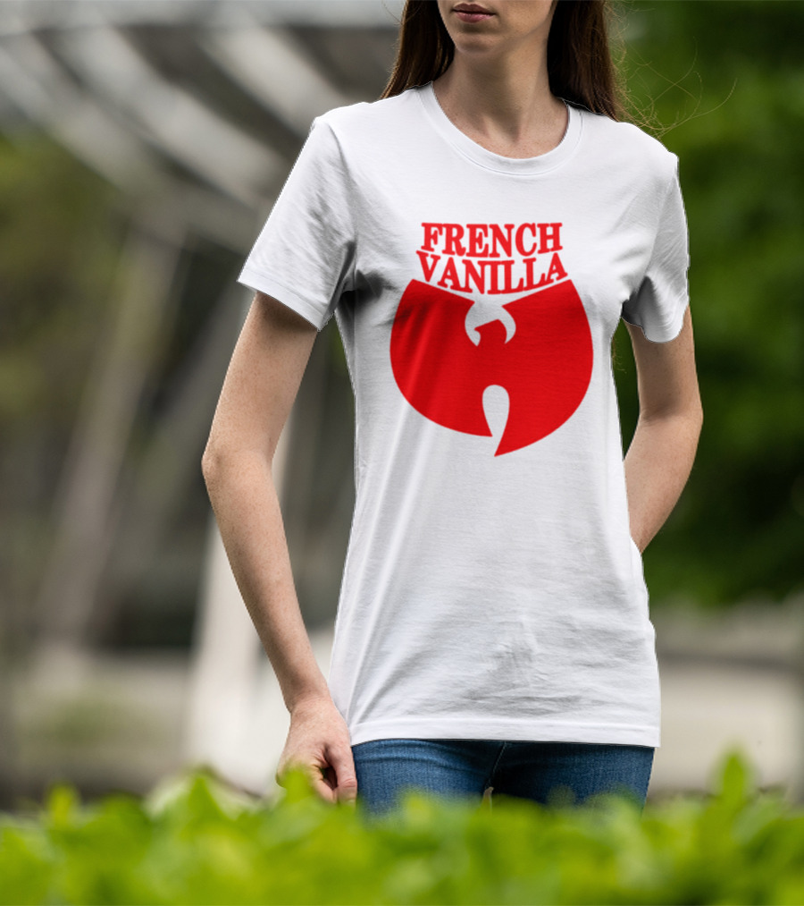 French Vanilla Wutang Logo Red Emblem T-Shirt