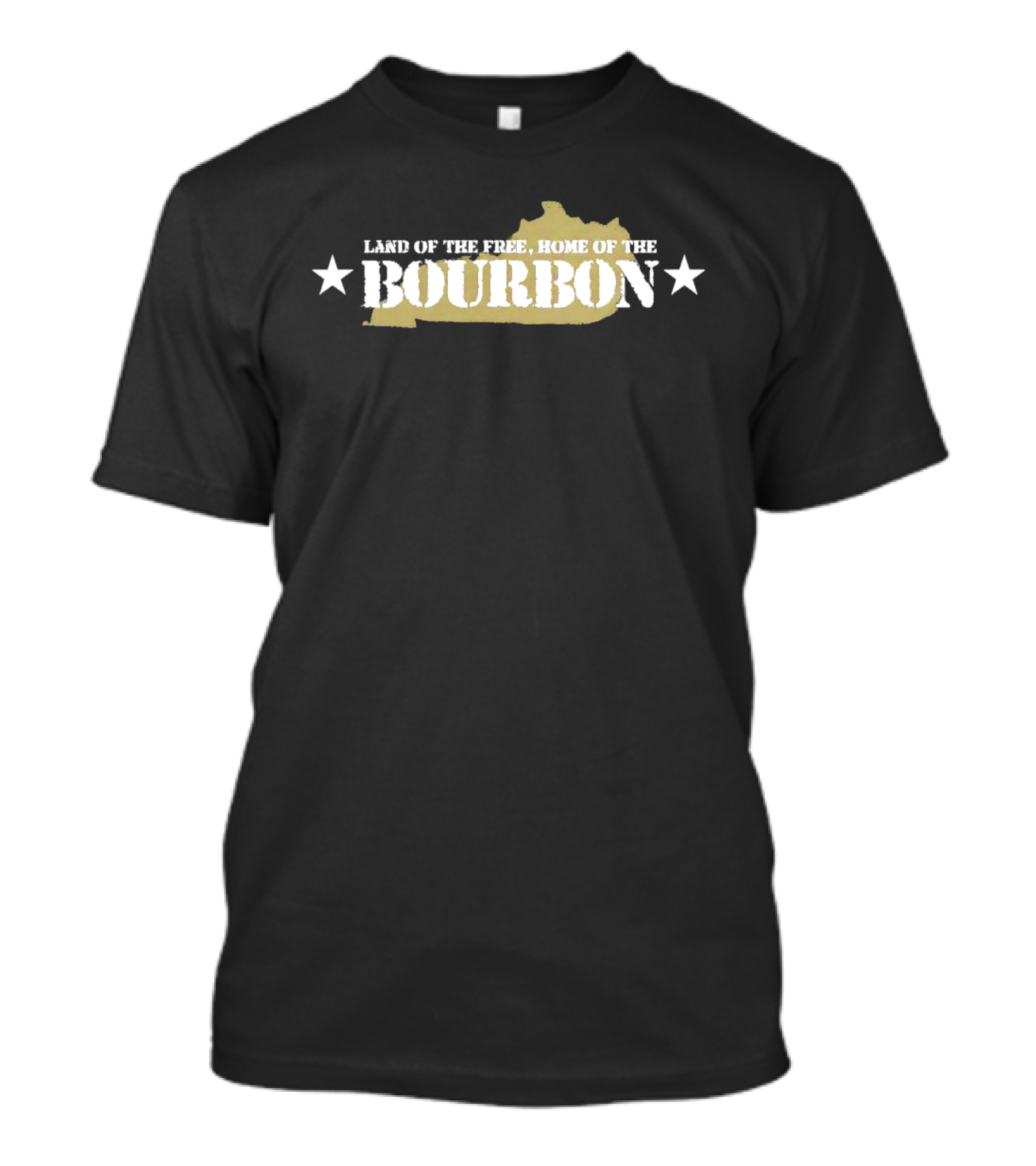 Land Of The Free Home Of The Bourbon Kentucky Map With Stars T-Shirt