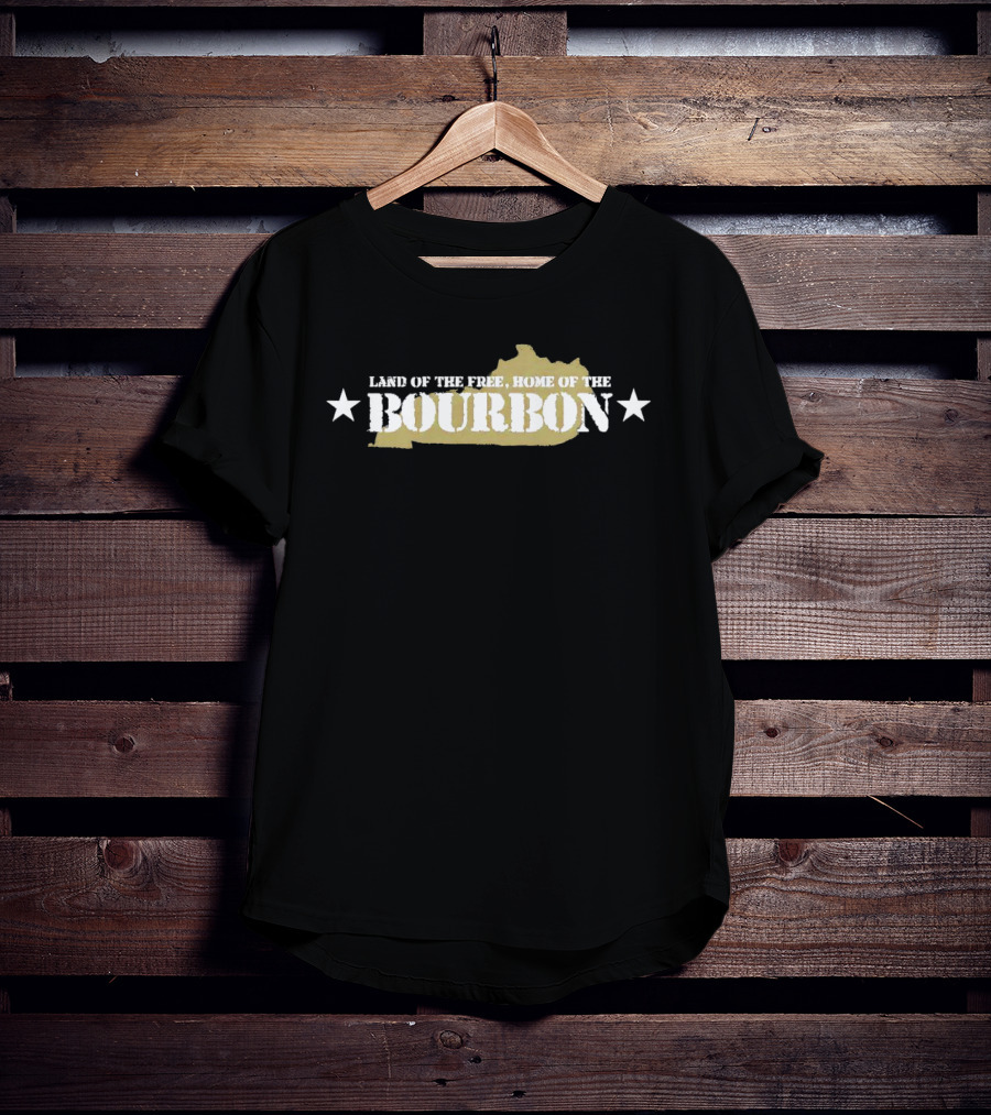 Land Of The Free Home Of The Bourbon Kentucky Map With Stars T-Shirt