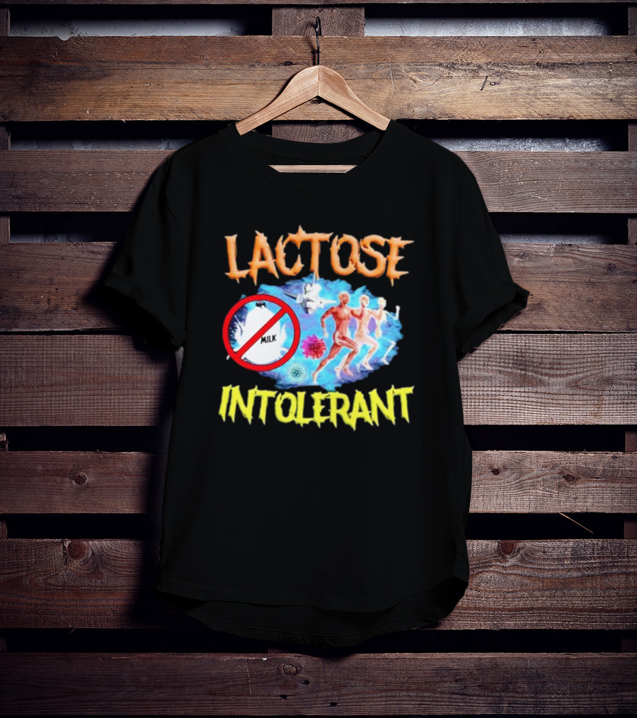 Lactose Intolerant Milk No Symbol With Runners And Microbes T-Shirt