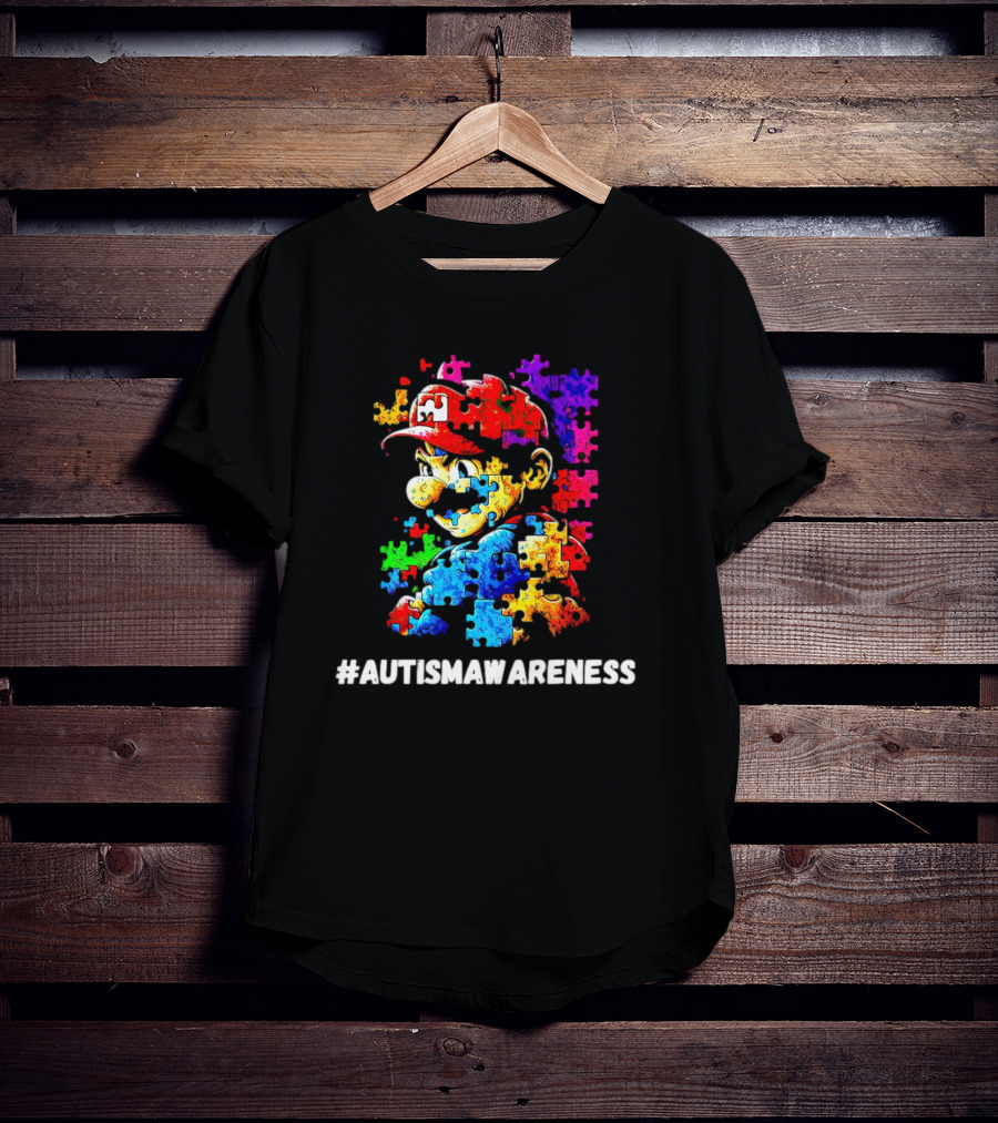 Mario Puzzle Autism Awareness T-Shirt