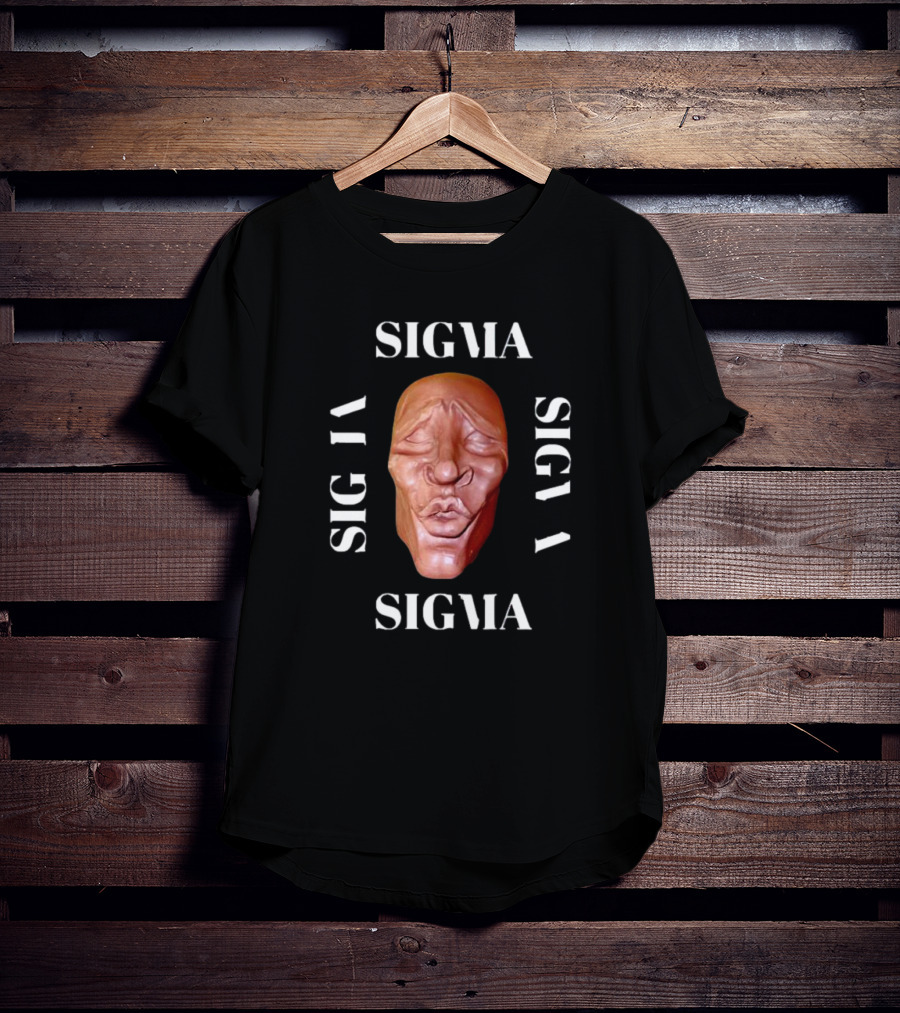 Sigma Face Mask Surrounded By Rotated Sigma Text T-Shirt