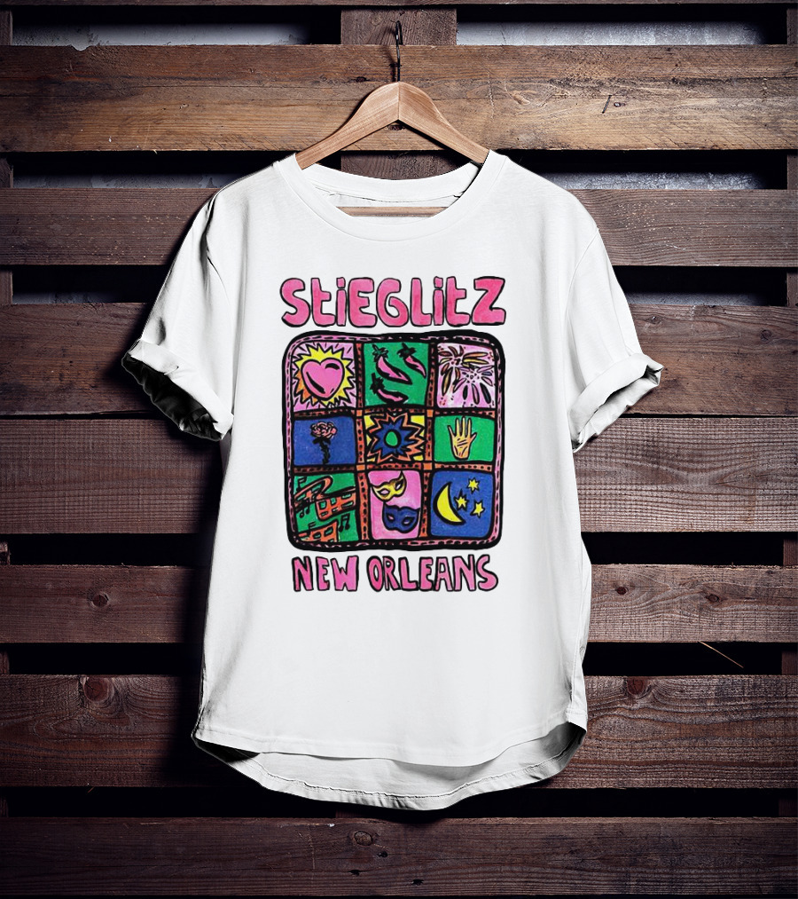 Stieglitz New Orleans Heart Jazz Mask Stars Moon Hand Flower Mardi Gras T-Shirt