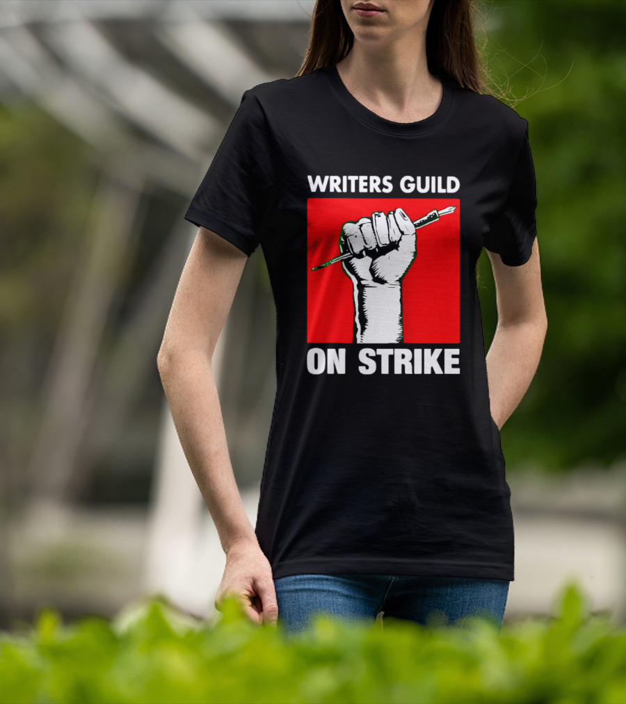 Writers Guild On Strike Raised Fist Pencil T-Shirt