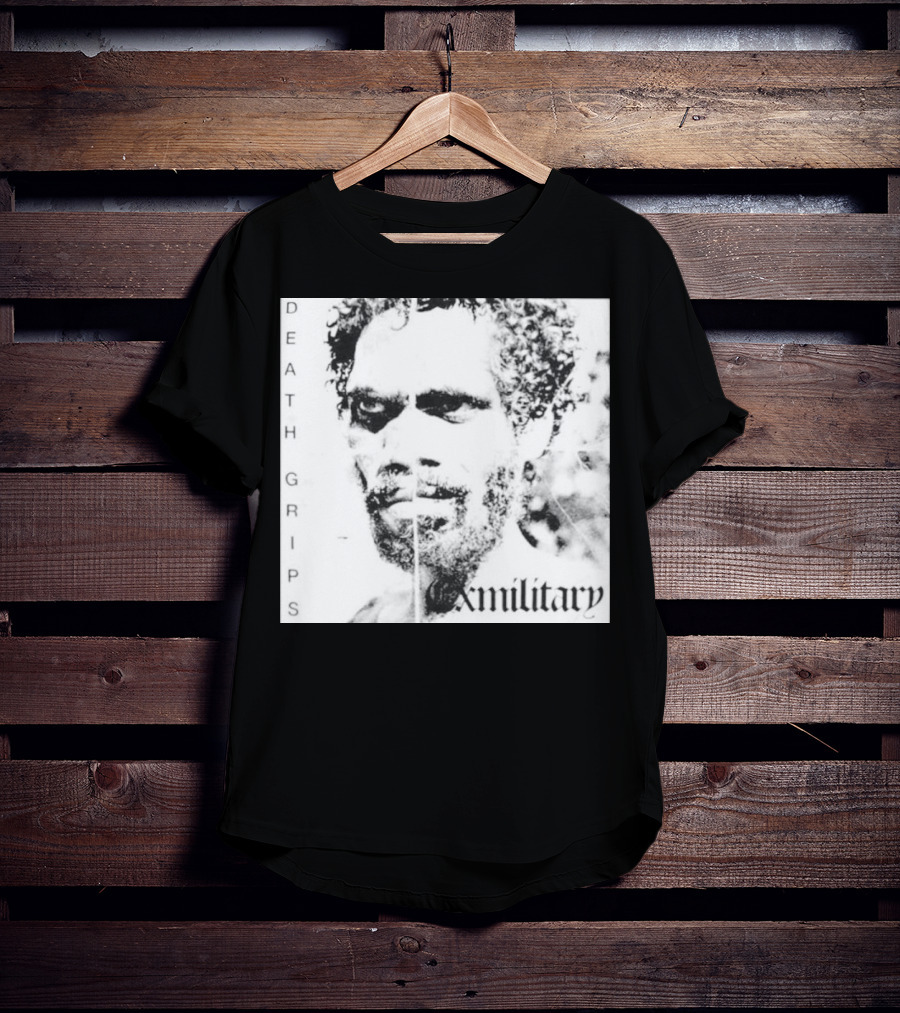 Death Grips Exmilitary Album Cover Image White Letters And Portrait T-Shirt