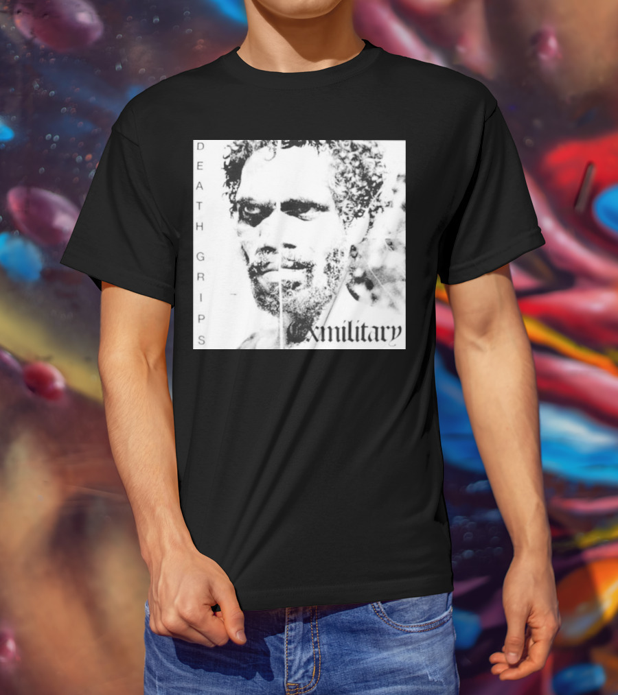 Death Grips Exmilitary Album Cover Image White Letters And Portrait T-Shirt