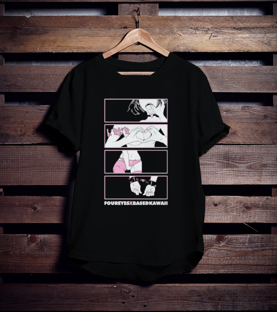 Foureyes X Based Kawaii Tokidoki Hand Heart Pink Aesthetic T-Shirt