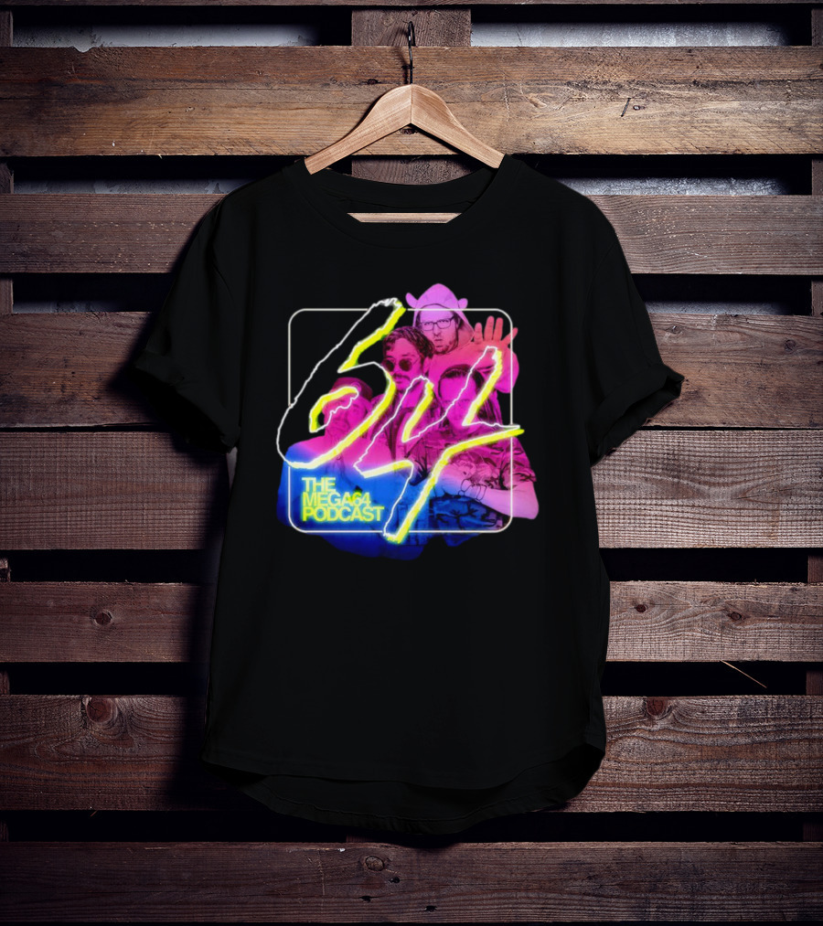 Mega64 Podcast Neon Style Visuals With Retro Characters T-Shirt