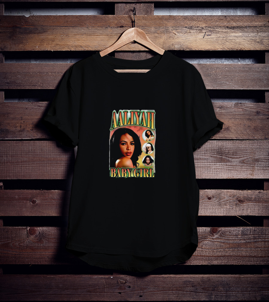 Aaliyah Baby Girl Vintage Iconic Portrait Collage T-Shirt