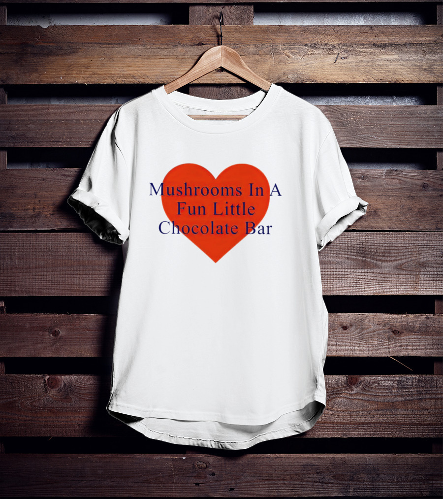 Mushrooms In A Fun Little Chocolate Bar Red Heart T-Shirt