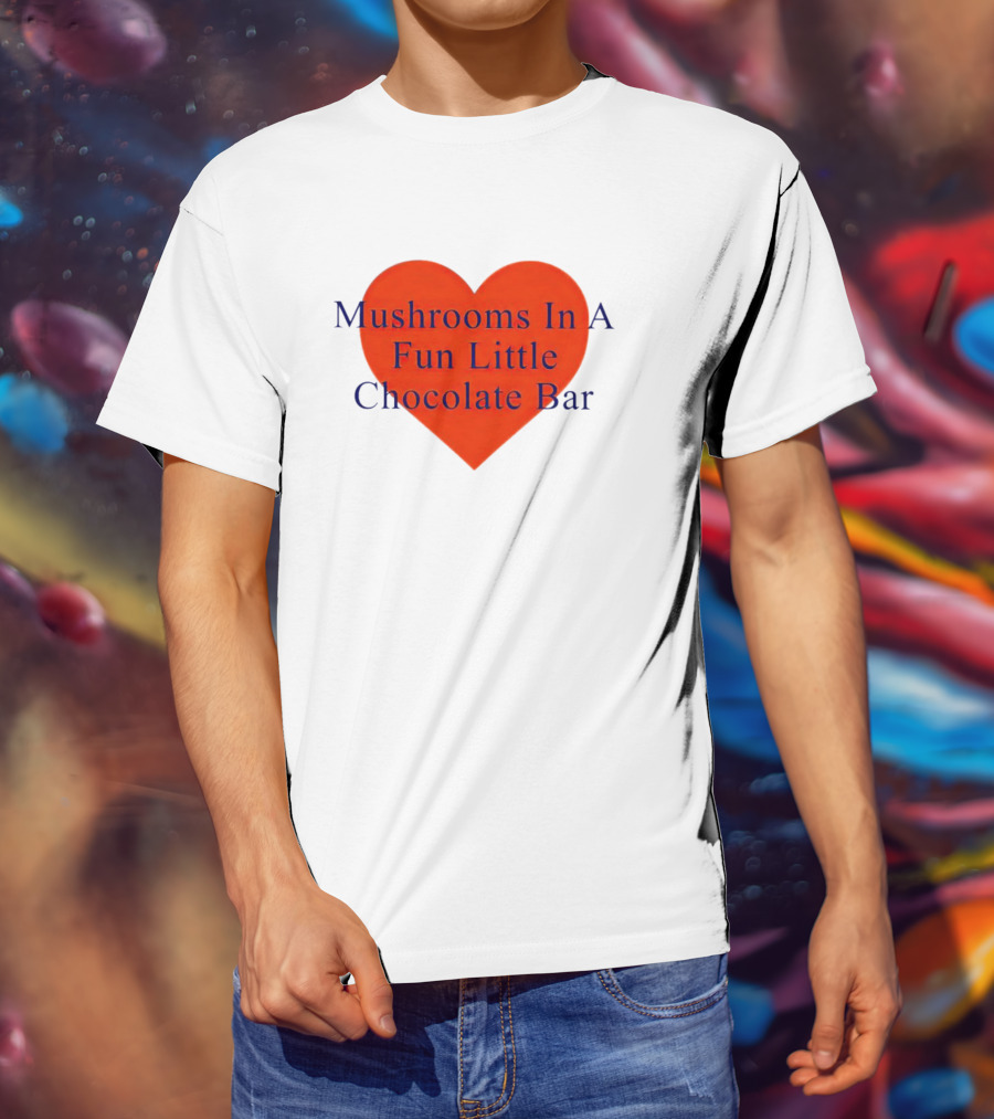 Mushrooms In A Fun Little Chocolate Bar Red Heart T-Shirt