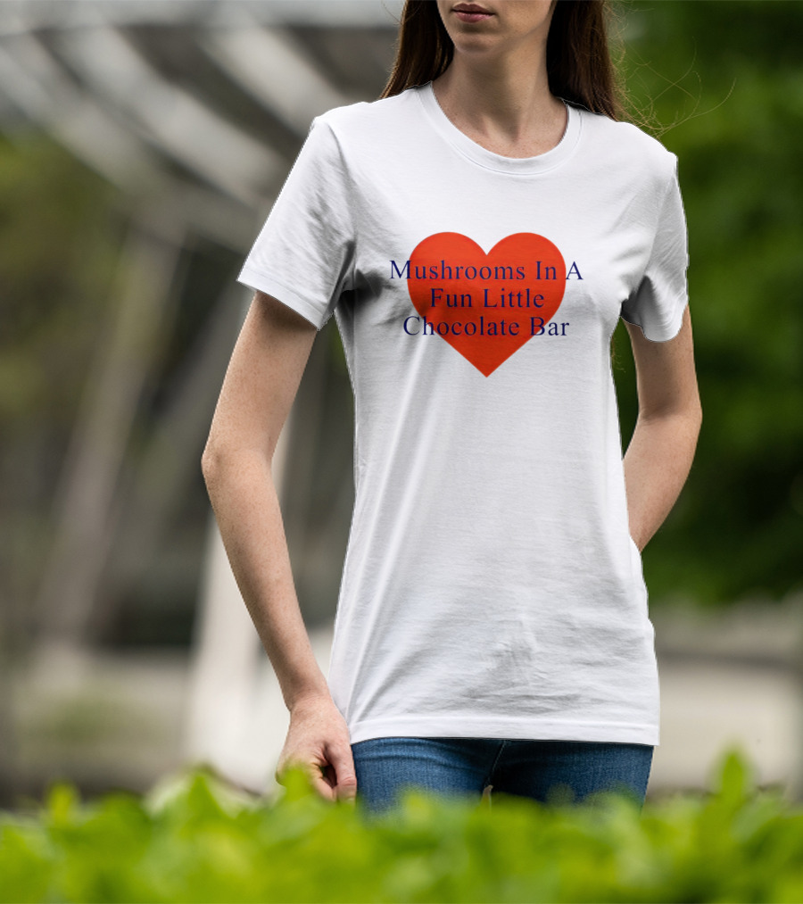 Mushrooms In A Fun Little Chocolate Bar Red Heart T-Shirt