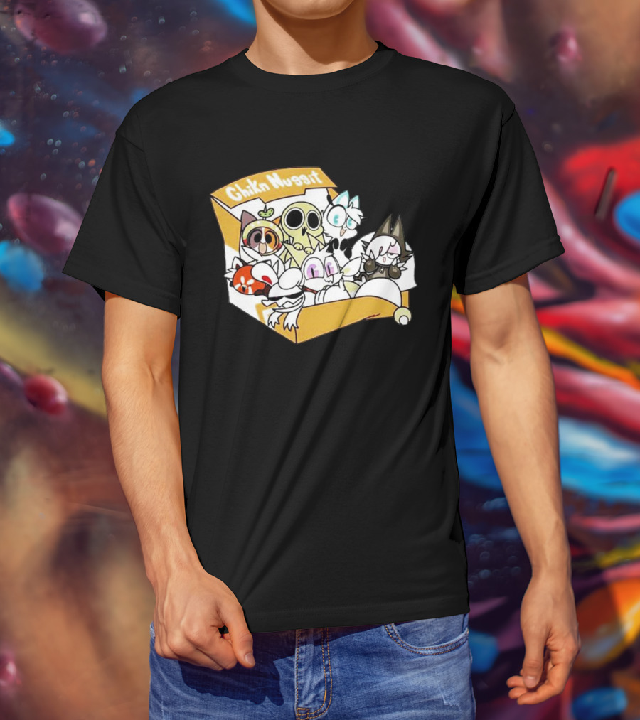 Chikn Nuggit Box Characters Packed In Cute Cartoon T-Shirt