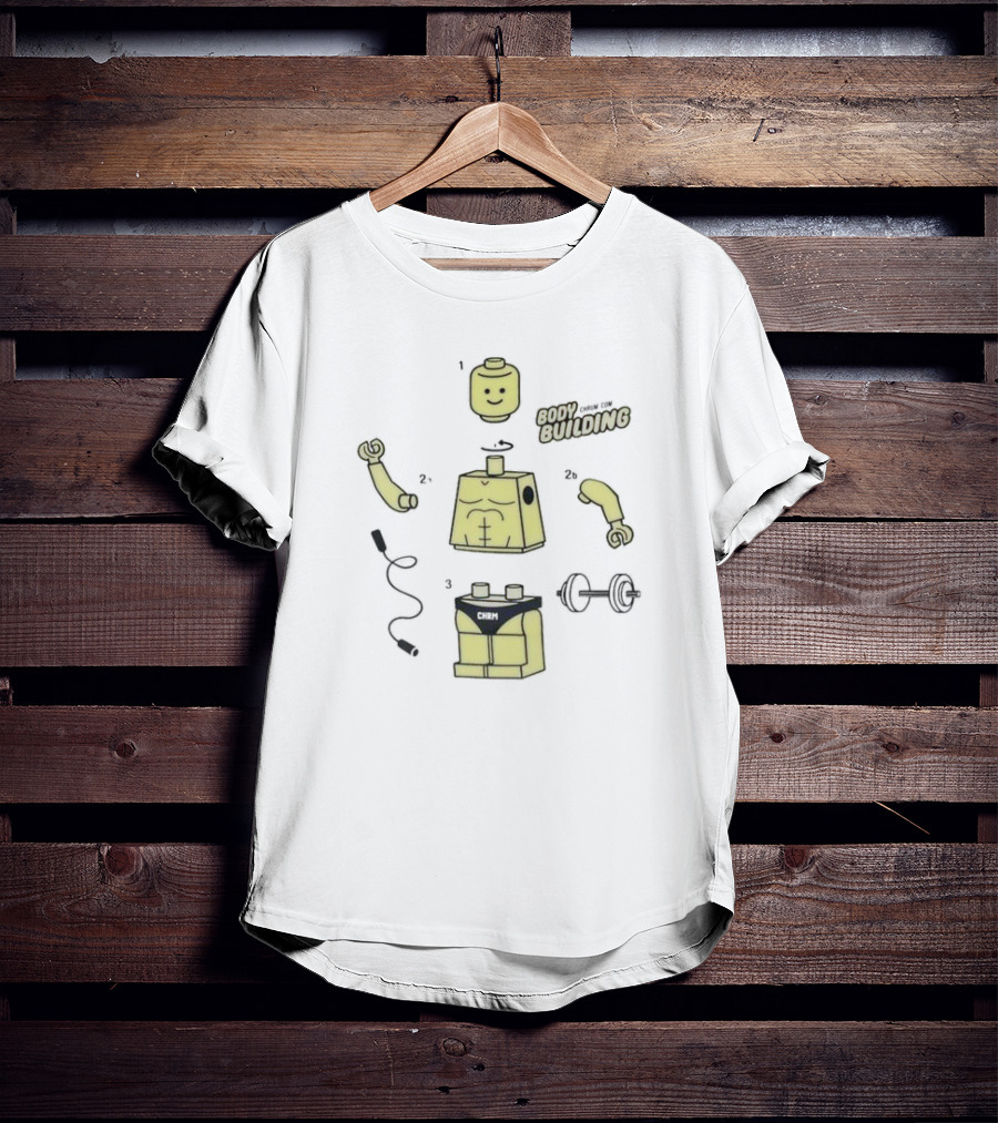 LEGO Bodybuilding CHAM Blocks With Muscular Figure And Dumbbell T-Shirt