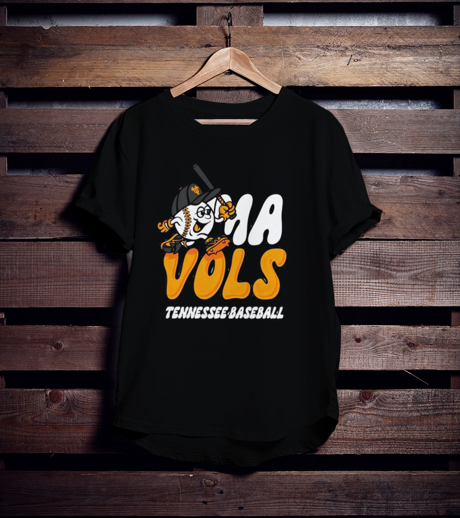 Omavols Tennessee Baseball Vols Mascot Icon With Bat And Glove T-Shirt