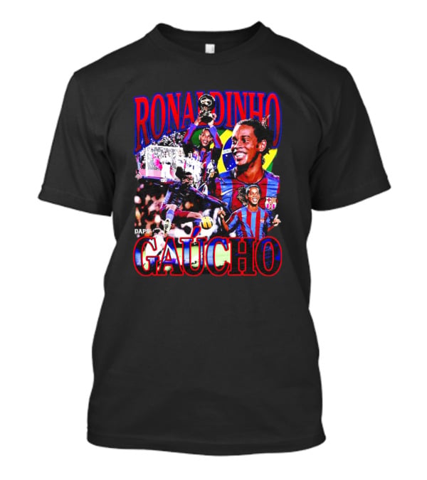 Ronaldinho Gaucho Barcelona Football Legend Retro Collage T-Shirt