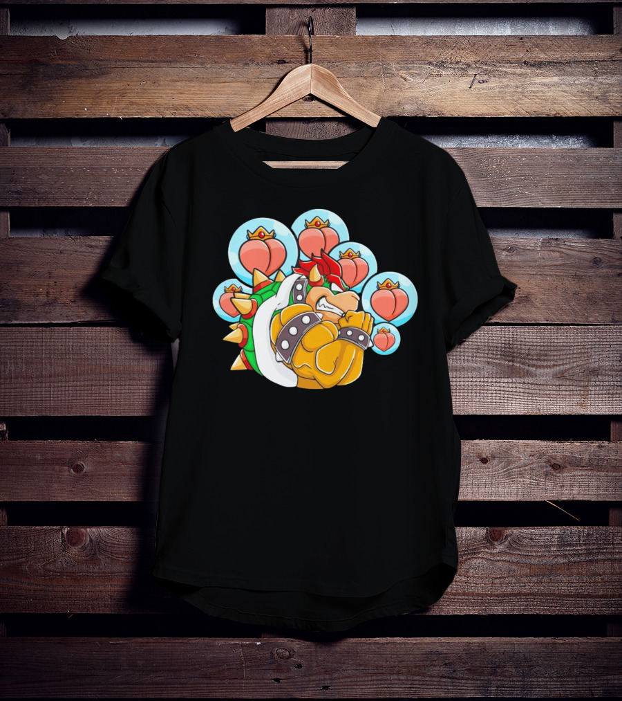Bowser Peaches Peaches Peaches Tribute To Animated Villain With Hearts T-Shirt