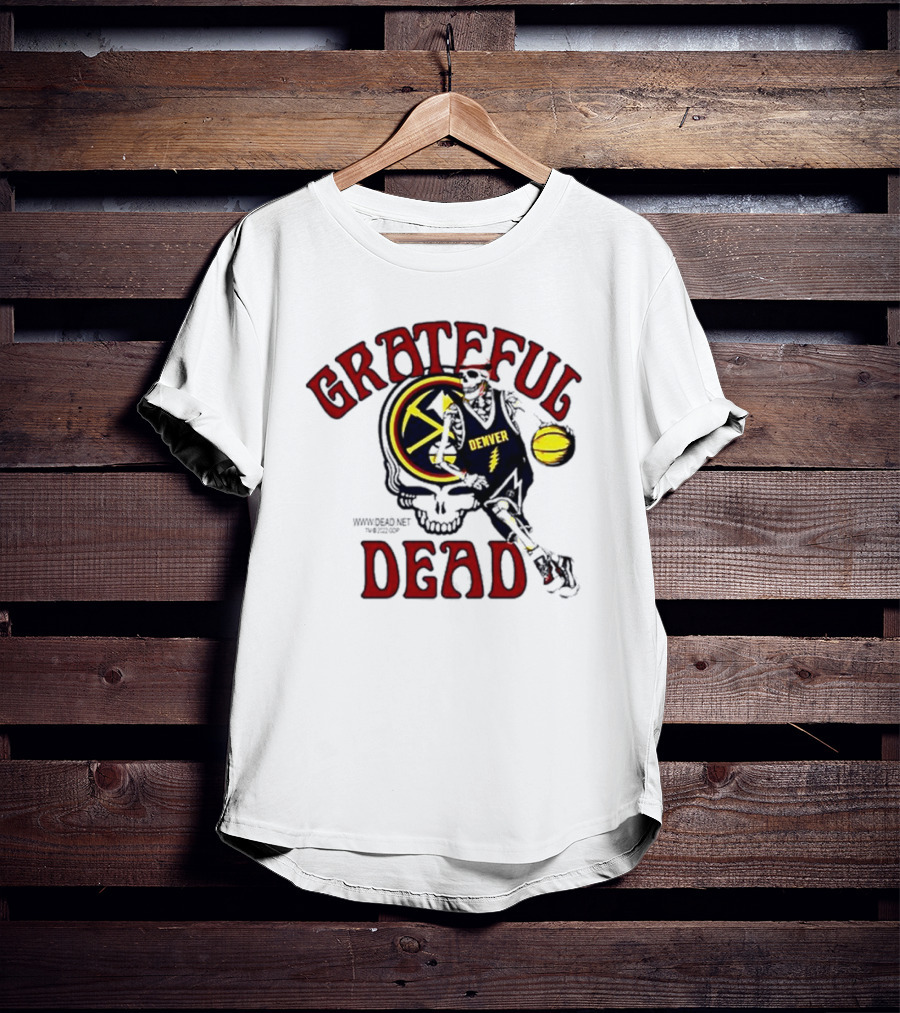 Grateful Dead Denver Nuggets Basketball Skull Skeleton T-Shirt