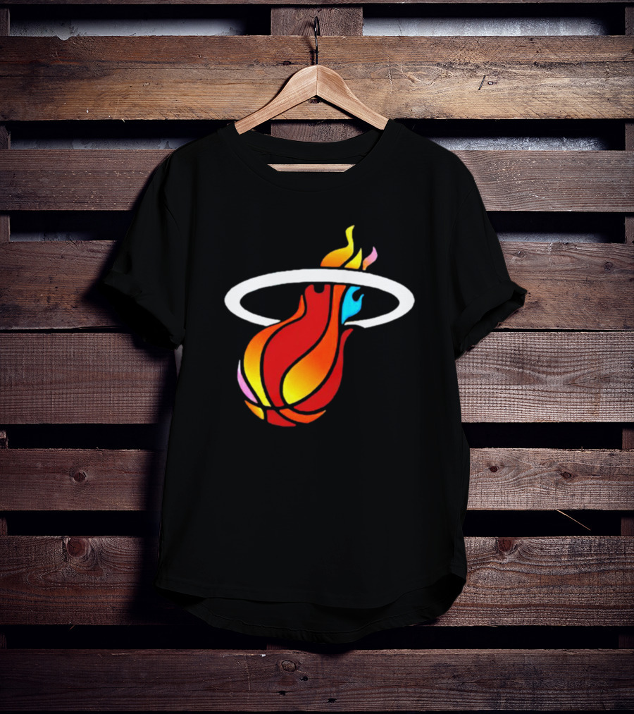 Miami Heat Basketball Flame Icon Mashup T-Shirt