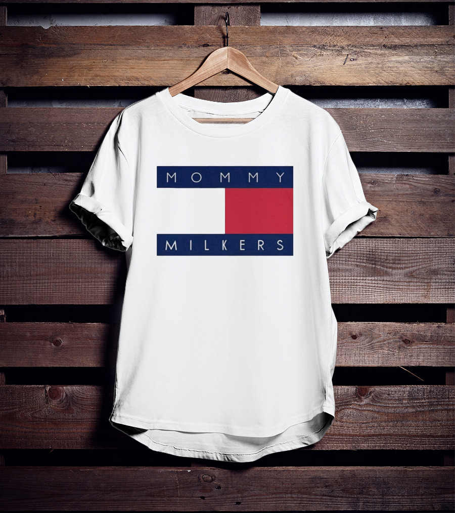 Mommy Milkers Logo Parody Tommy Flag T-Shirt
