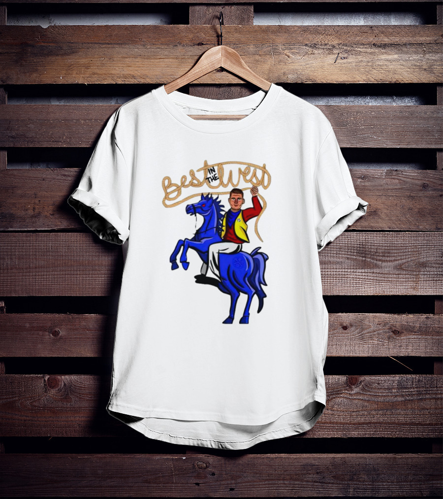 Best West Nikola Jokic Riding Blue Horse T-Shirt