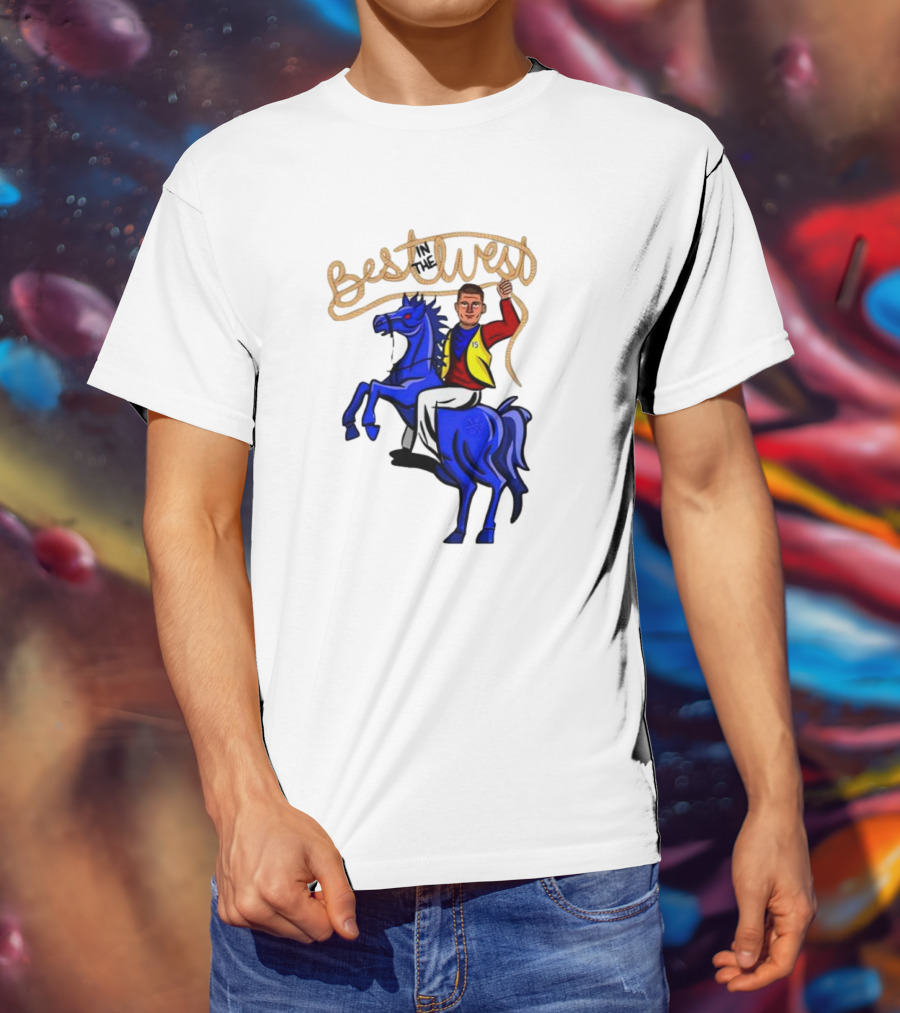 Best West Nikola Jokic Riding Blue Horse T-Shirt