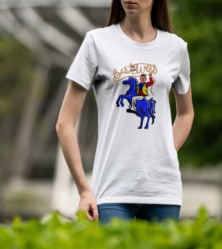 Best West Nikola Jokic Riding Blue Horse T-Shirt