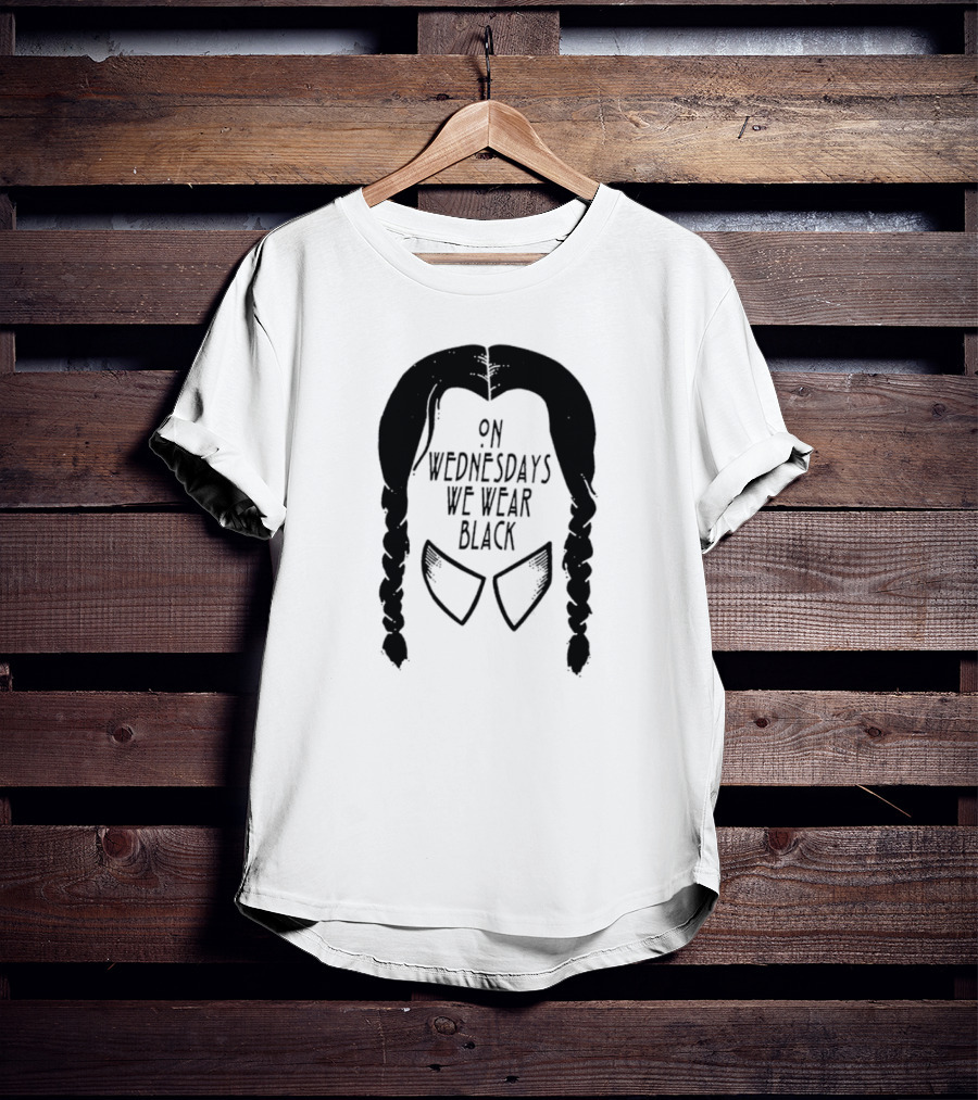 On Wednesdays We Wear Black Braided Hair Collar T-Shirt