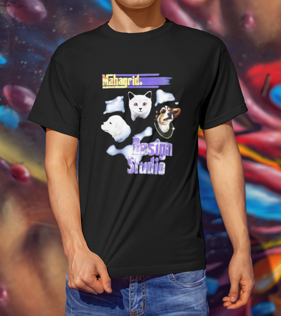 Mahagrid Design Studio Dog And Cat Trio T-Shirt