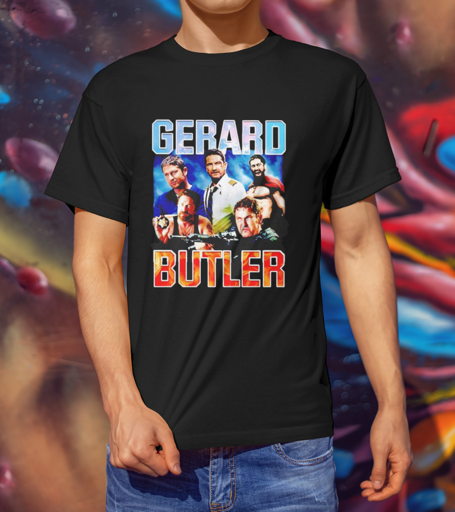 Gerard Butler Collage Black T-Shirt