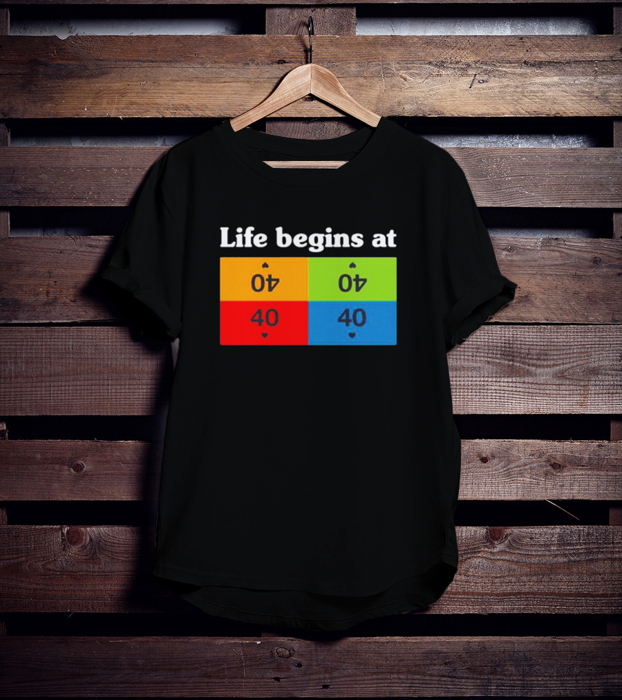Life Begins At 40 Colorful Playing Card Symbols T-Shirt