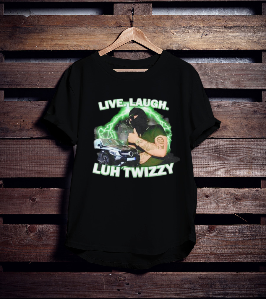 Live Laugh Luh Twizzy Car Masked Lightning Background T-Shirt