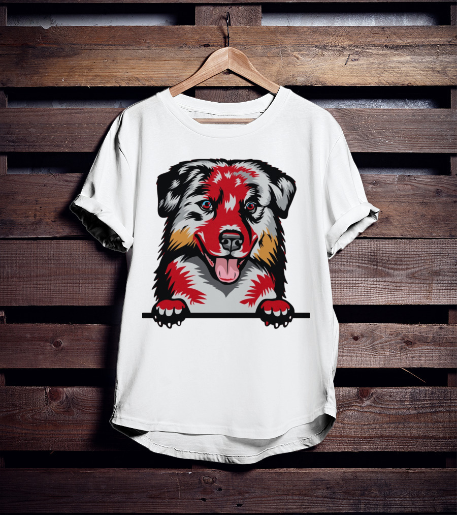 Dog Australian Shepherd Colorful T-Shirt